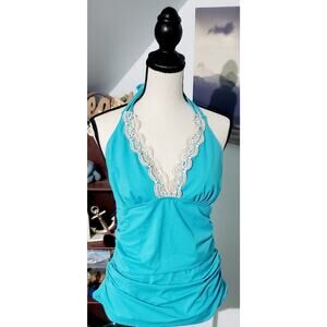 Swimsuits for All Womens Blue Two Piece Tankini Size 12 Travel Cruise Boho Sexy